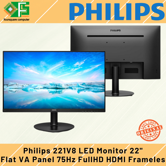 Jual Philips 221V8 LED Monitor 22 Inch Flat 75Hz FullHD HDMI Frameless ...