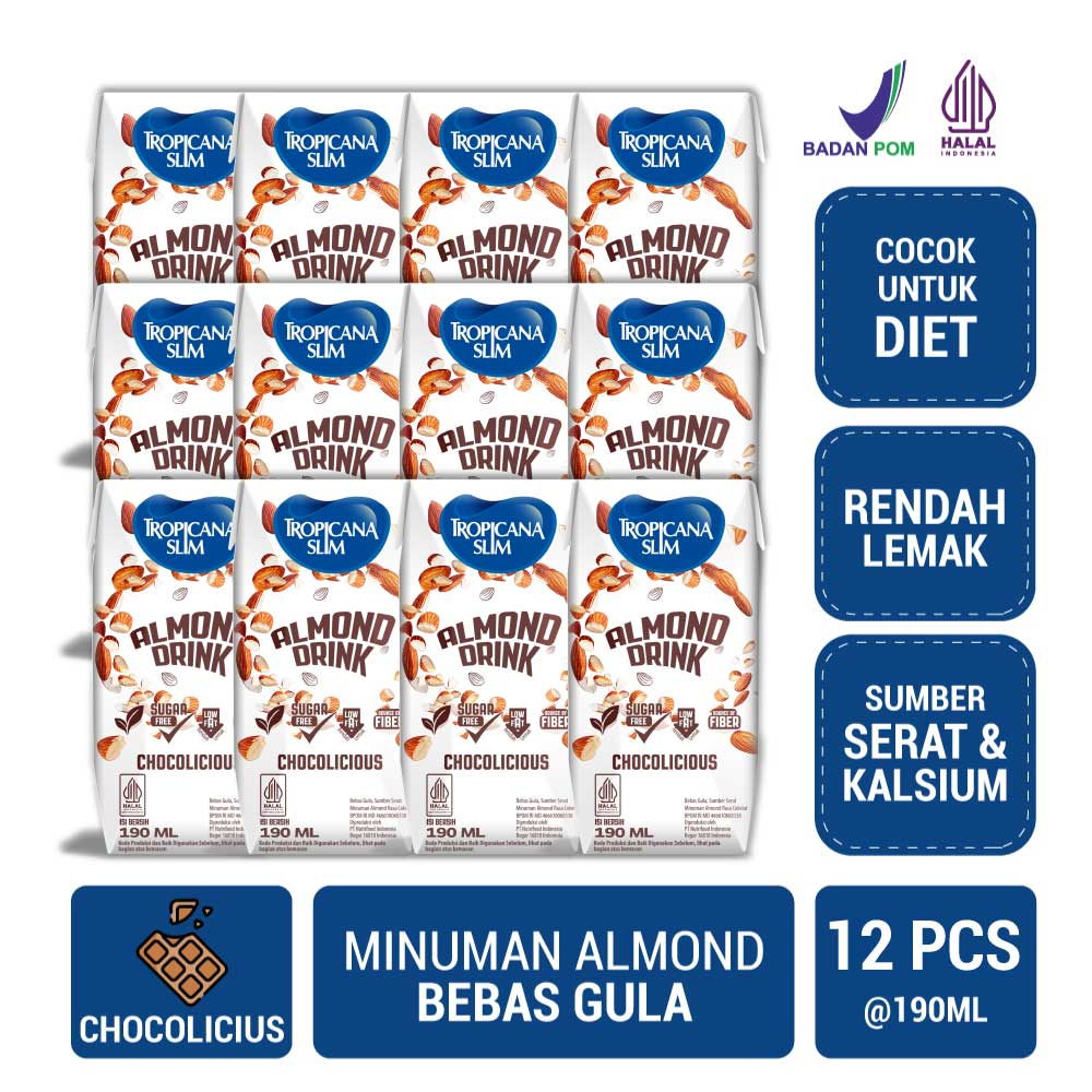 Jual Tropicana Slim Almond Drink Chocolicious 190ml (12 Pcs) - Minuman ...