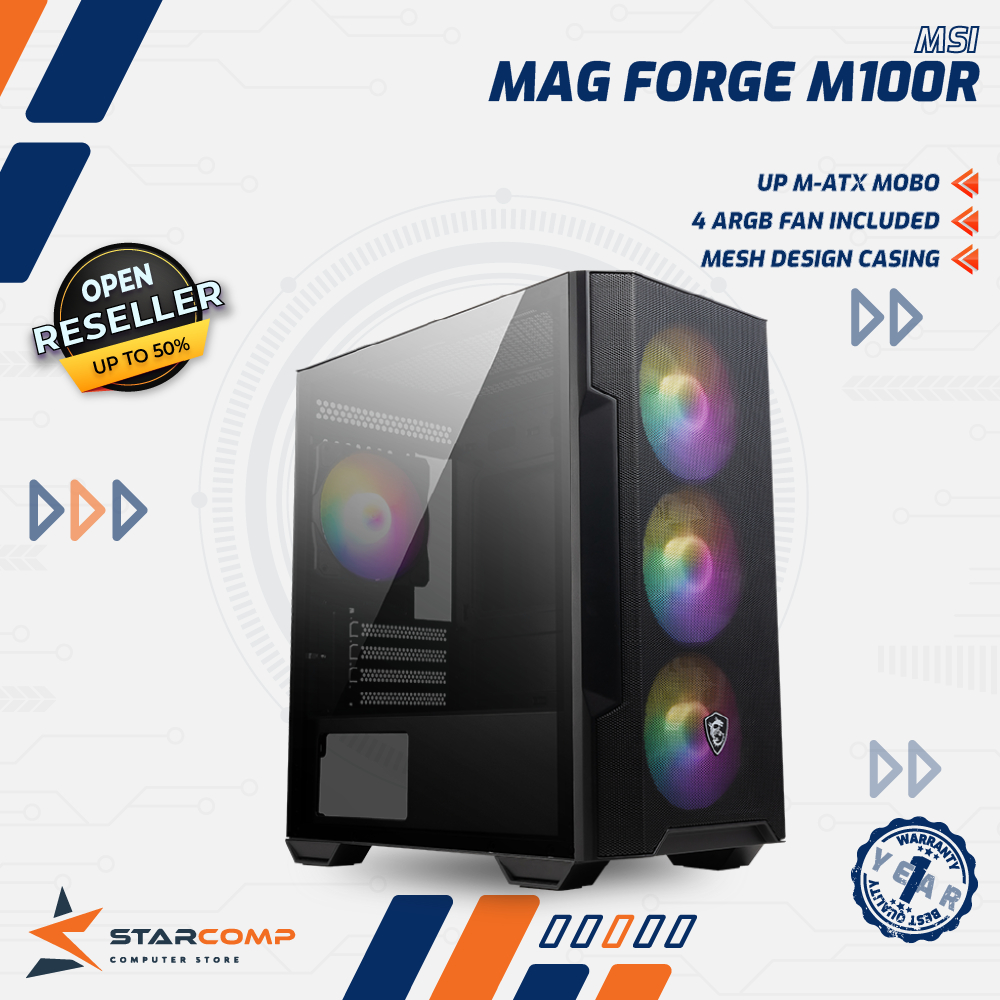 Jual MSI MAG Forge M100R Micro ATX Gaming Case Include 4 Fan ARGB M 100 ...