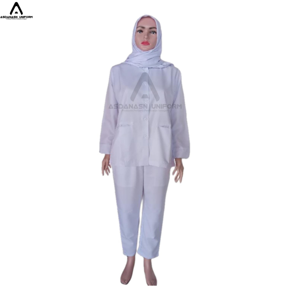 Jual BAJU SERAGAM PUTIH PERAWAT/BIDAN PEREMPUAN Bahan premium (licin