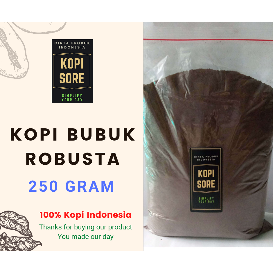 Jual Kopi Bubuk Robusta 250 Gram Harga Terjangkau Harum Nikmat Shopee Indonesia 8615