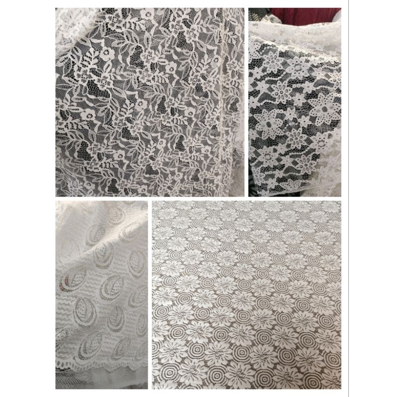Jual Bahan/Kain Brokat katun khusus BW / Elegan putih bw | Shopee Indonesia