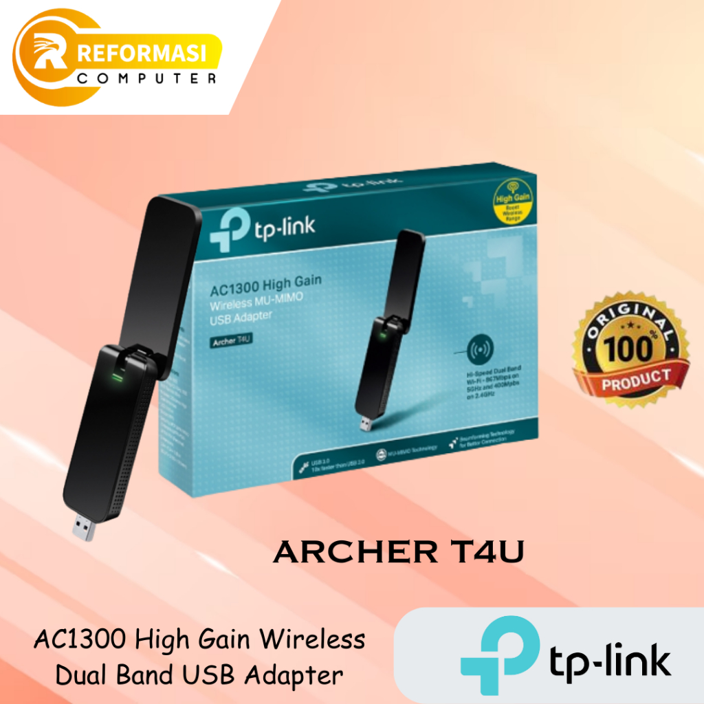 Jual Tp Link Ac1300 Wireless Dual Band Usb Adapter Archer T4u Shopee Indonesia 