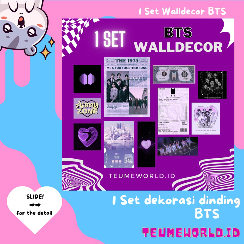 Jual (READY STOCK) 1 SET (isi 10++) WALL DECOR KPOP/ BTS wall decor