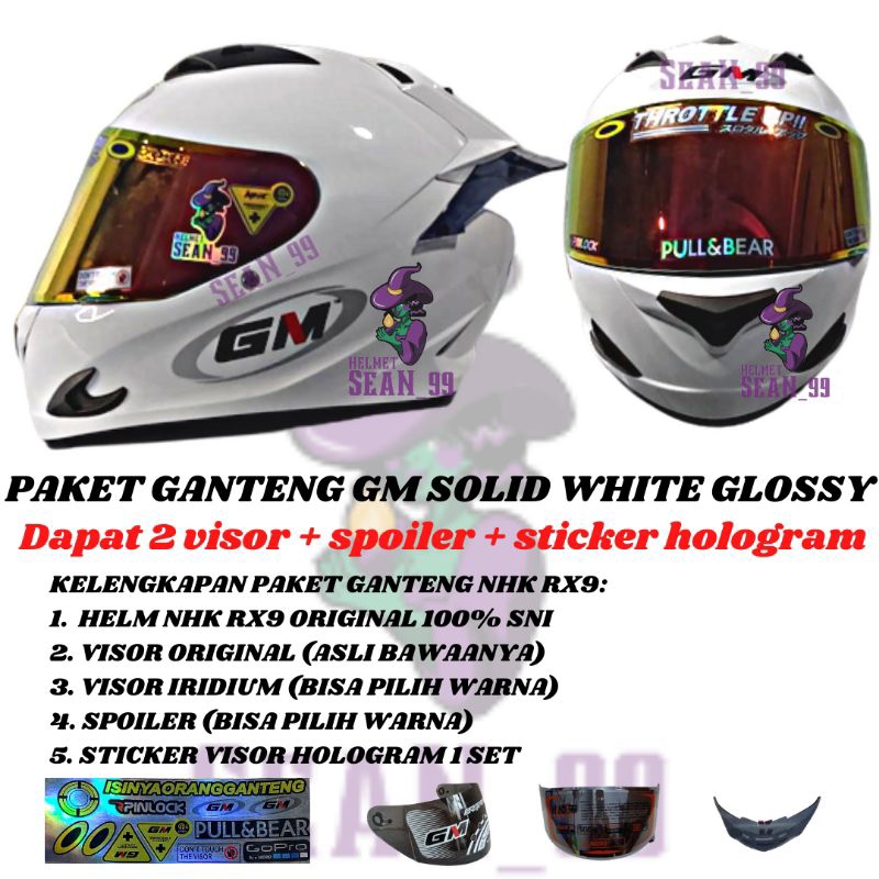 Jual Helm Gm Race Pro Solid White Glossy Full Face Original Sni Paket