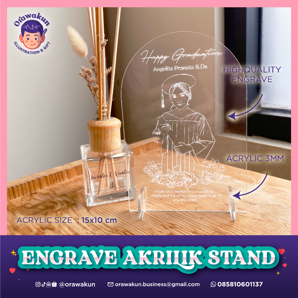 Jual Custom Akrilik Grafir Stand Plakat Akrilik Kado Illustrasi