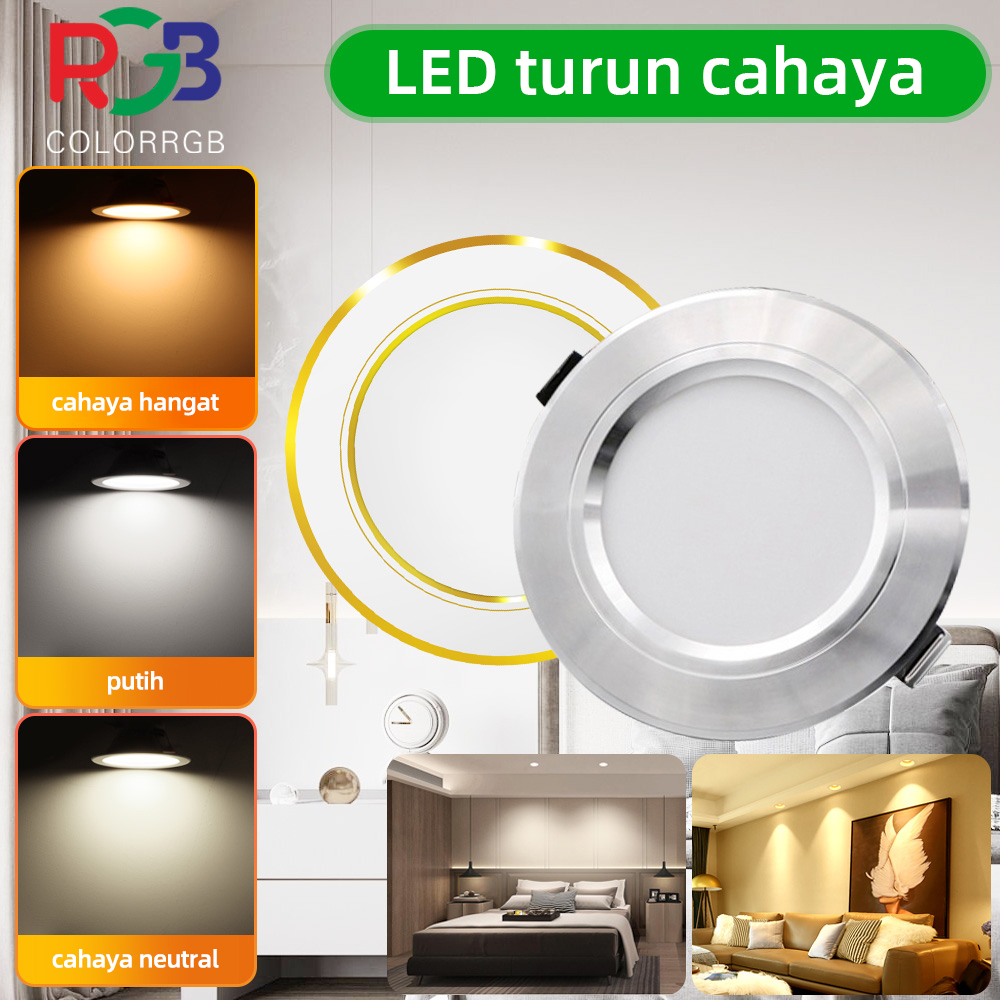 Jual Lampu Led Downlight Lampu Led Kamar Tiga Warna Disesuaikan W W W W W Penerangan