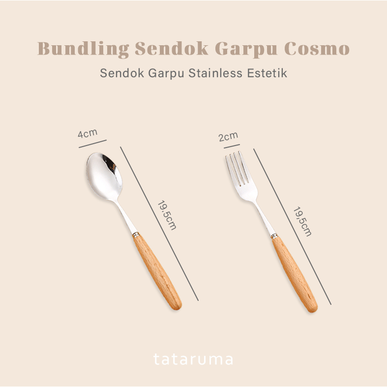 Jual Tataruma Cosmo Alat Makan Cutlery Stainless Gagang Kayu Estetik