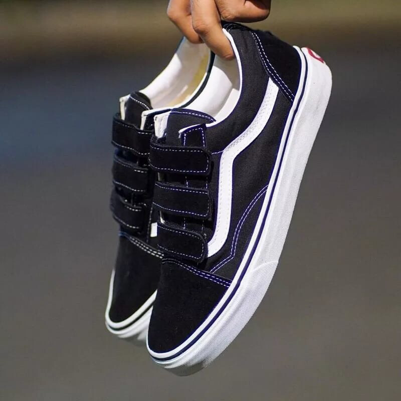 Jual Vans Old Skool Velcro Classic Black White Original Shopee Indonesia