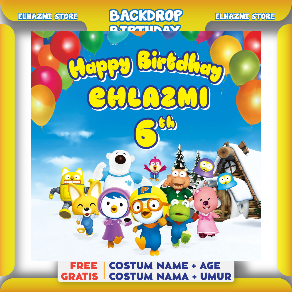 Jual Pororo Birthday | Banner | Spanduk | Backround | Backdrop Ulang