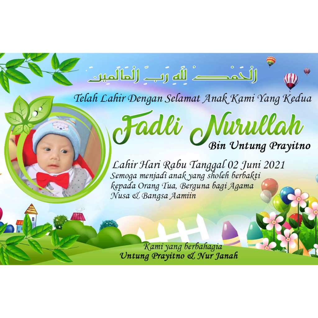Jual Cetak Kartu Ucapan Aqiqah / Kembang Telor Tasyakuran Aqiqah