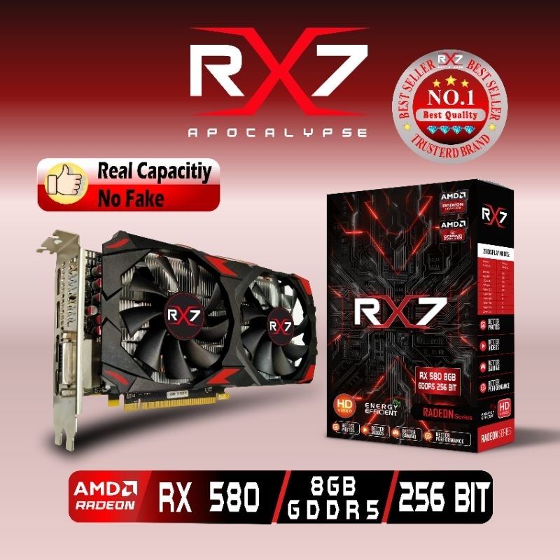 Jual VGA RX7 AMD RADEON RX580 8GB DDR5 256BIT REAL CAPACITY | Shopee ...