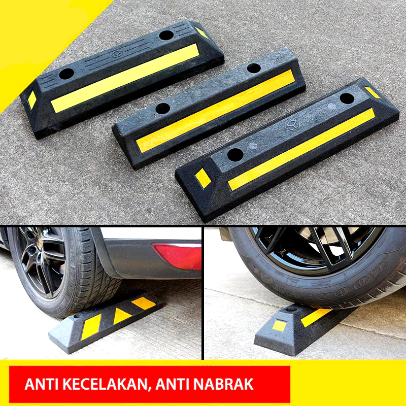 Karet Ganjalan Pengganjal Ban Mobil - Rubber Wheel Stopper Anti-Slip Pembatas Parkir Aksesori Mobil Tahan Lama