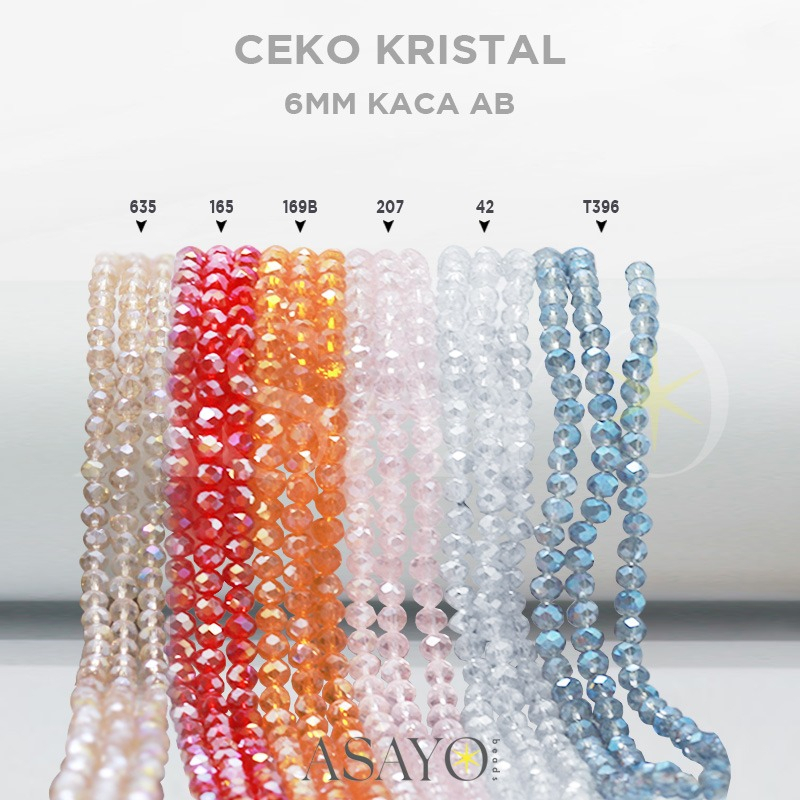 Jual (ECER) Kristal Ceko 6mm Bulat Labu Glass Beads Kaca Rainbow Polos