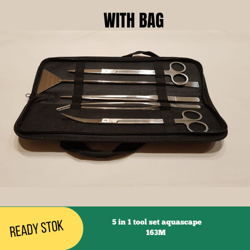 Jual 5 in 1 tool set aquascape aquarium gunting lurus bengkok pinset ...