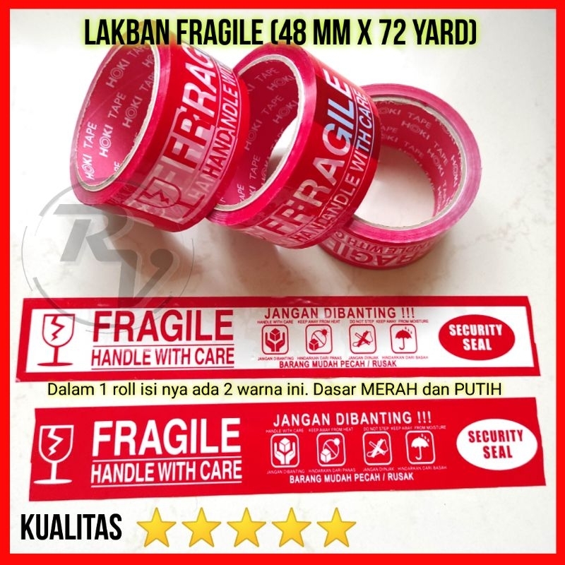 Jual Plester Fragile 48mm x 50 yard / Fragile 72 Yard / Lakban FRAGILE ...