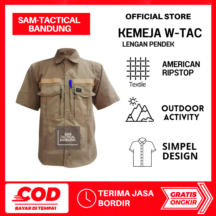 Jual SAM - TAC Kemeja Lapangan Pria Tactical W-TAC Lengan Pendek Bahan ...