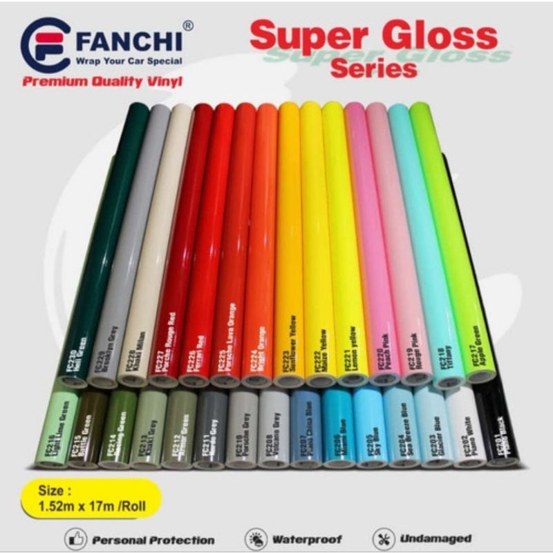 Jual Roll Sticker Fanchi Super Gloss Glossy Series Premium Wrap Cm X M Roll Shopee Indonesia