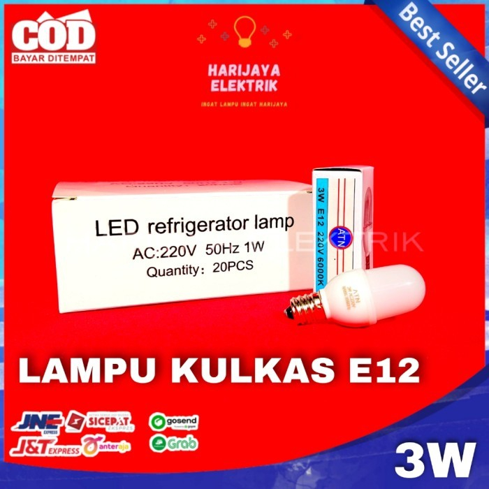 Jual Lampu Kulkas Led 3 Watt E12 Anti Panas 220v Refrigerator Lamp