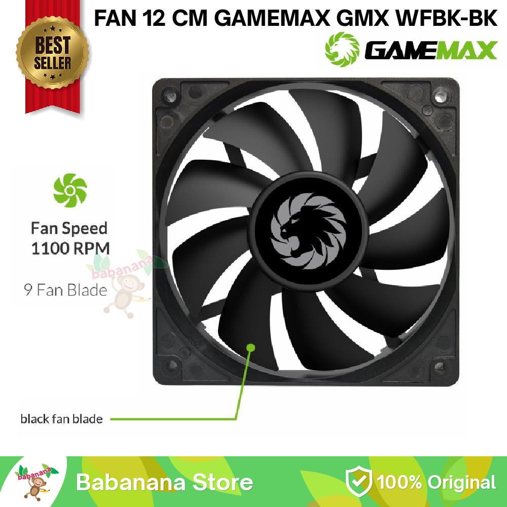 Jual Fan GameMax 120mm black GMXWFBK BK kipas casing case pc cooling