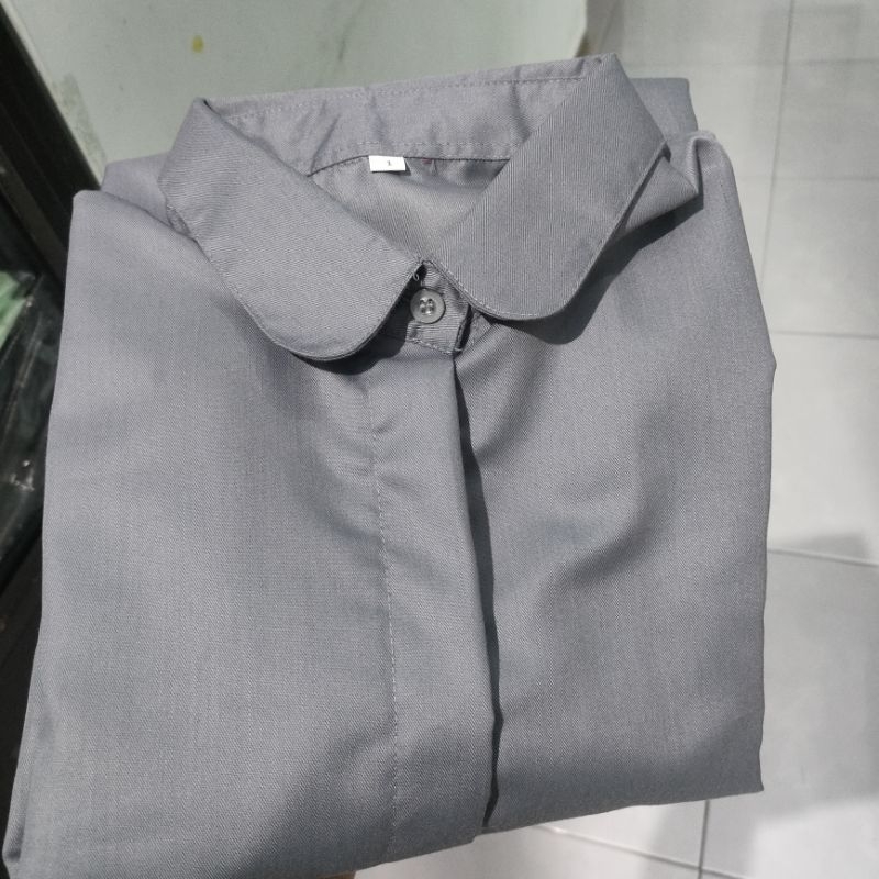 Jual kemeja basic polos toyobo kerah bulat ld 100-110cm / kemeja toyobo ...