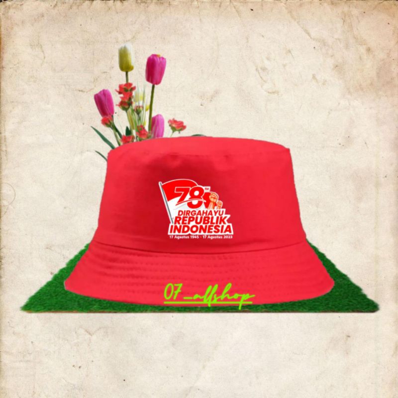 Jual Topi Bucket Hat Pria Wanita Unisex Distro Hut Ri Ke Dirgahayu Kemerdekaan Indonesia