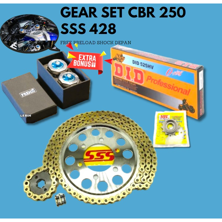 Jual Gear set SSS GIR SET CBR 250RR CBR250RR ukuran 520 rantai did