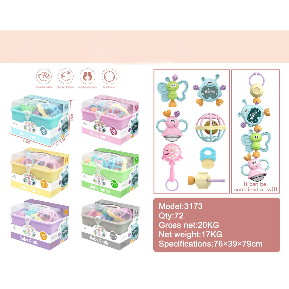 Jual Baby Teether Rattle Teething 7PC Kit Mainan Gigitan Bayi Gigitan ...