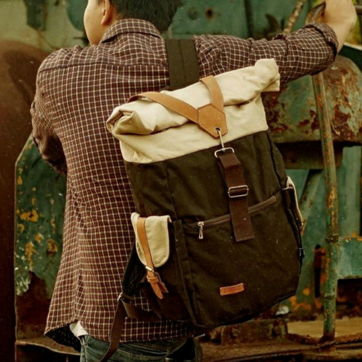 Jual Tas Ransel Rolltop Hilly Backpack Laptop Kanvas Sekolah Kuliah ...
