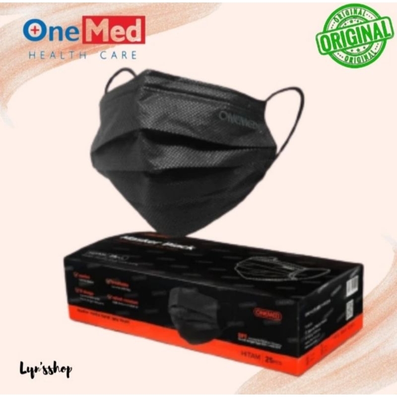 Jual Masker medis onemed hitam black 3ply isi 25pcs/box | Shopee Indonesia