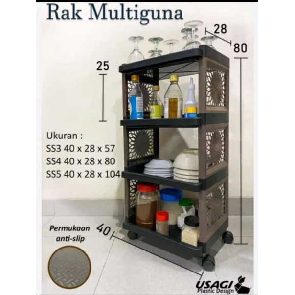 Jual Rak USAGI Rak Serbaguna roda / Rak Apartemen 4 Susun ADA RODA ...