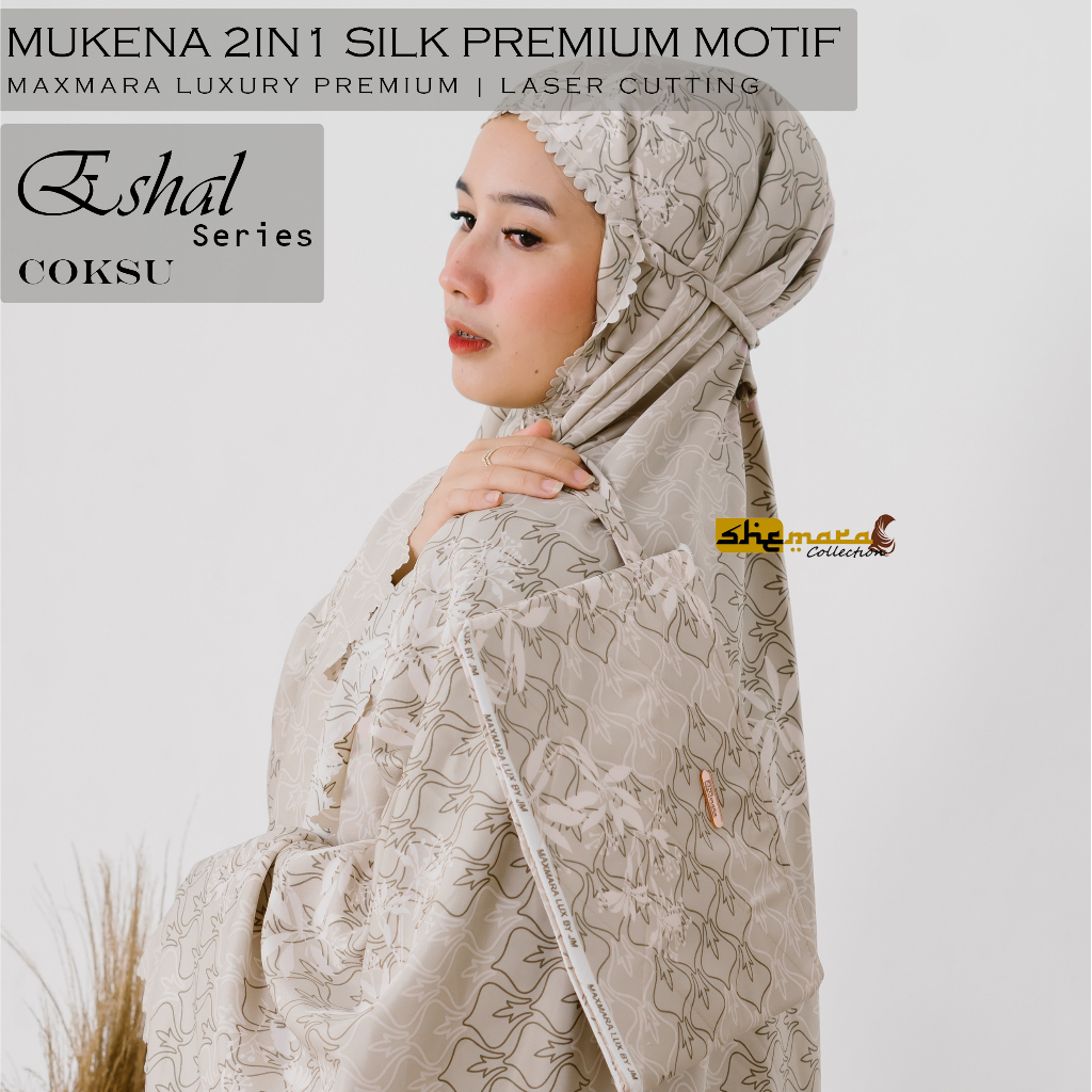 Jual Mukena Dewasa Motif Daily 2in1 Silky Premium Printing Laser Cut