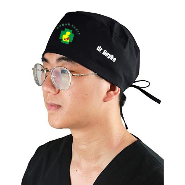 Jual Custom Bordir Nama Logo Gambar Topi Bedah Bahan DRILL Topi Perawat ...