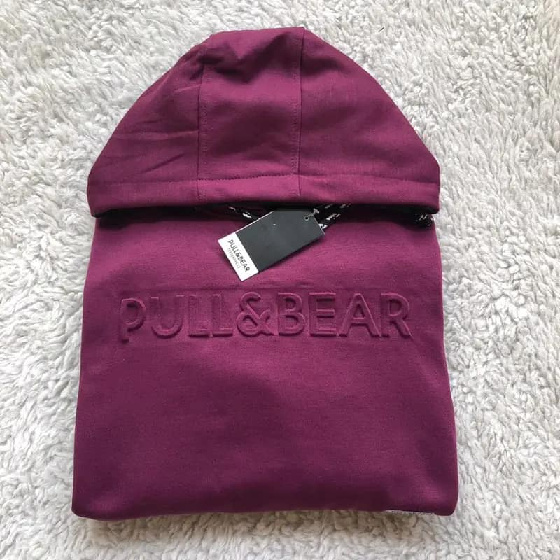 Hoodie pull and bear sale merah maroon