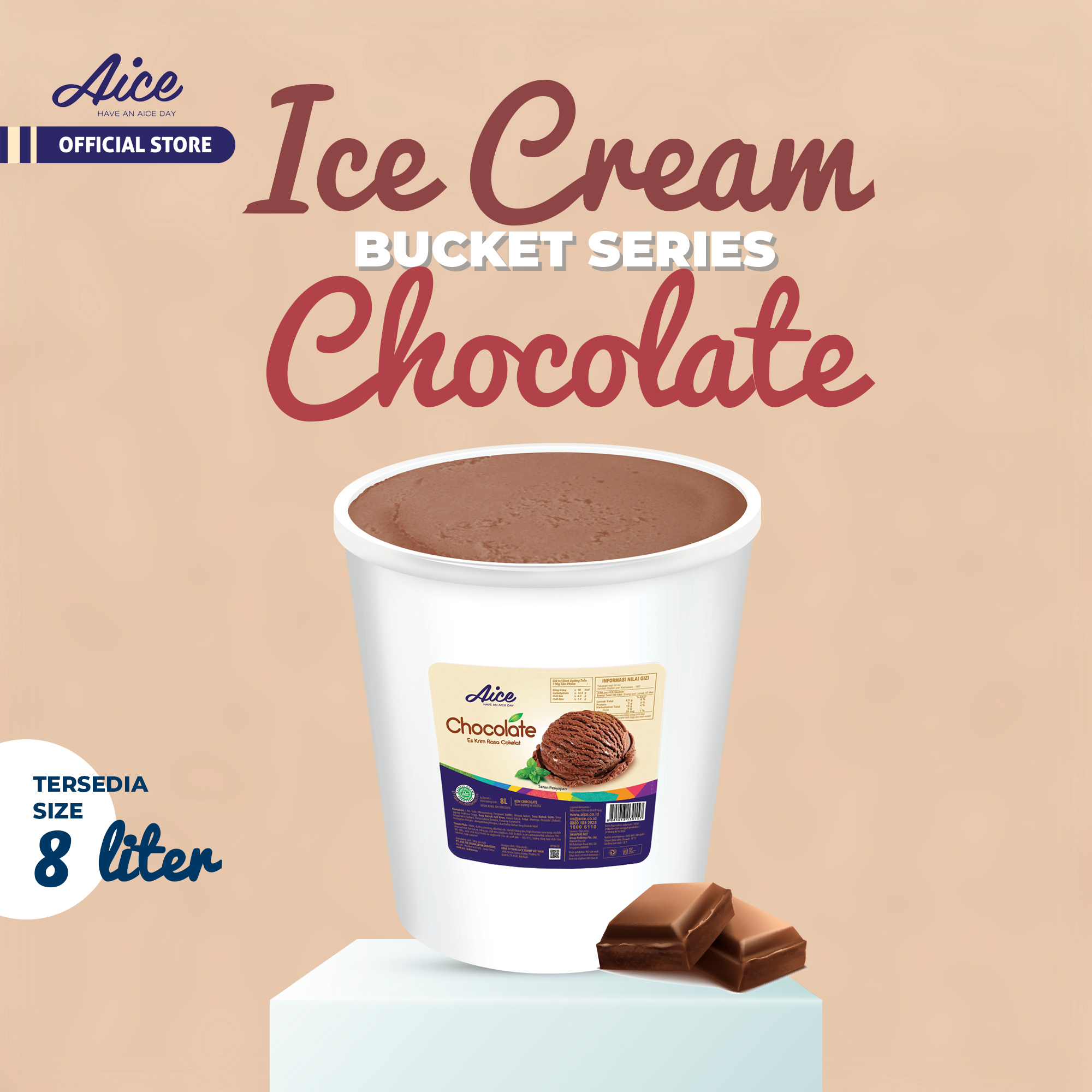 Jual AICE Chocolate Bucket 8 Liter Cokelat Ice Cream Es Krim Ember 8L