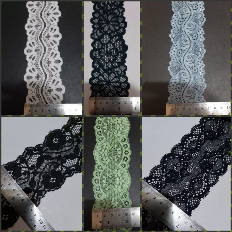 Jual Renda Stretch Karet Elastis Model Tengah Meteran | Shopee Indonesia
