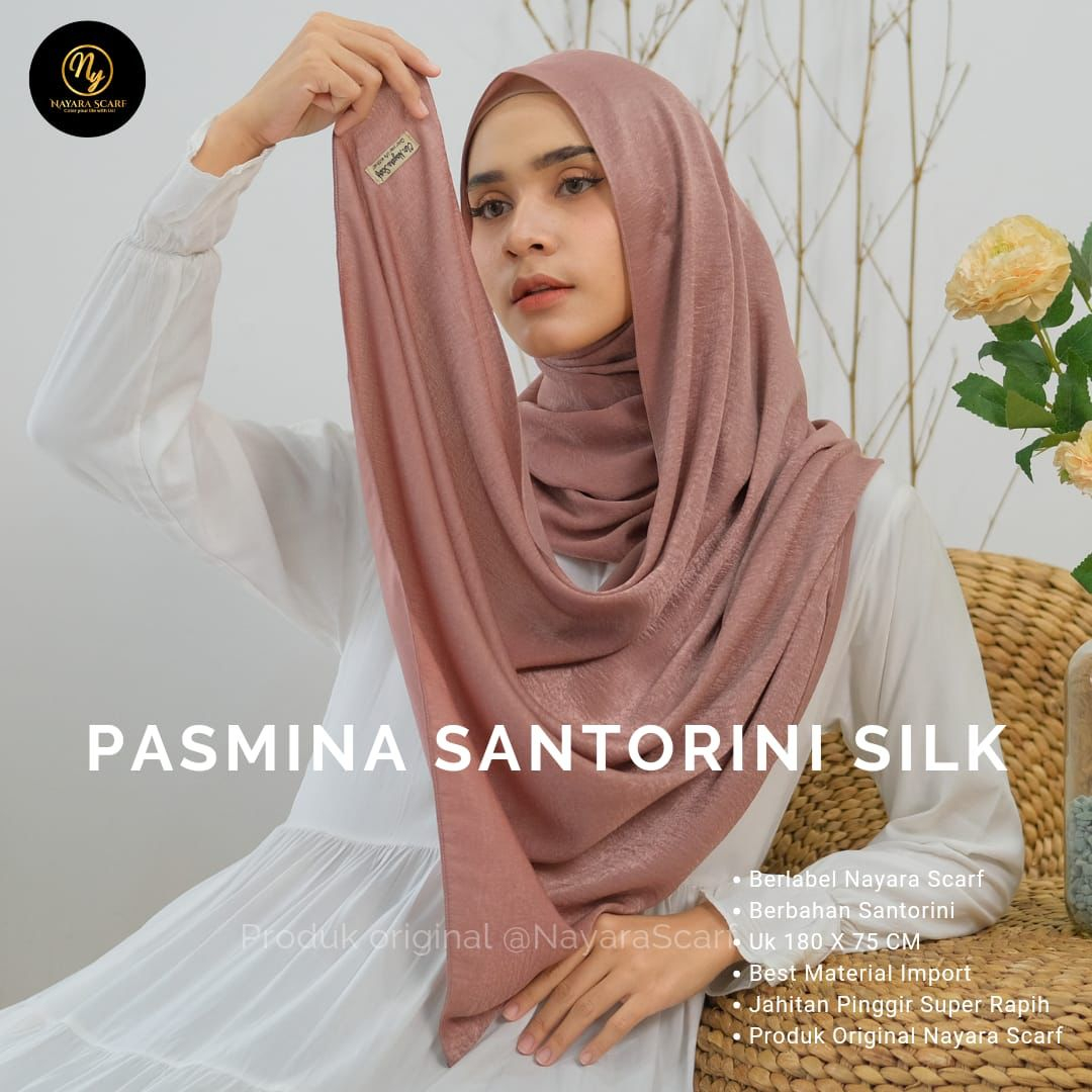 Jual Pashmina Malay Silk Santorini Premium Pashmina Satin Silk Malay