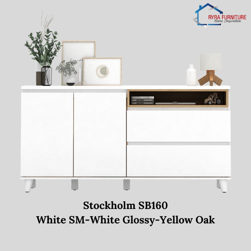 Bufet Laci Minimalis Elegan 120 cm Drawer Sideboard Rak Kabinet Minimalis Serbaguna Linus CH3+3 Linus CH 3+3