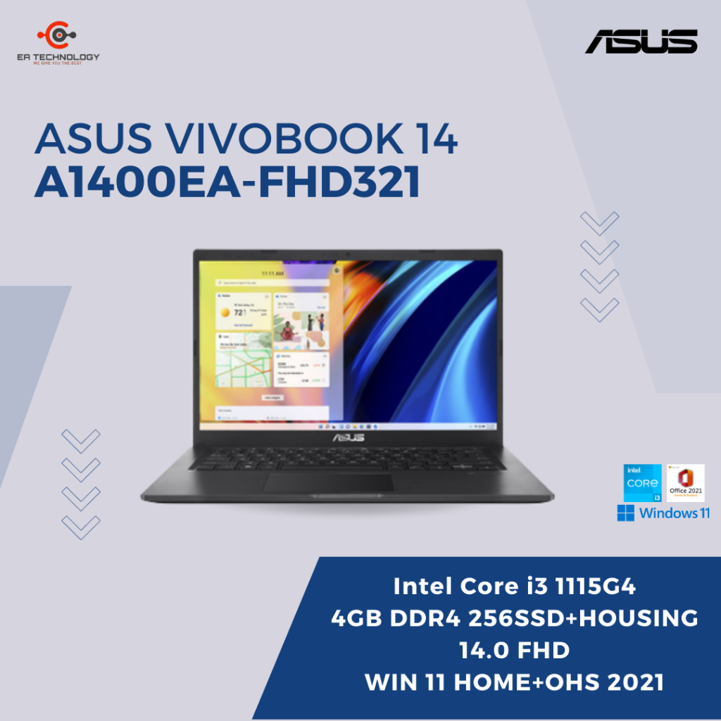Jual ASUS A1400EA-FHD321 Core i3-1115G4 4/8GB 256SSD+HOUSING 14