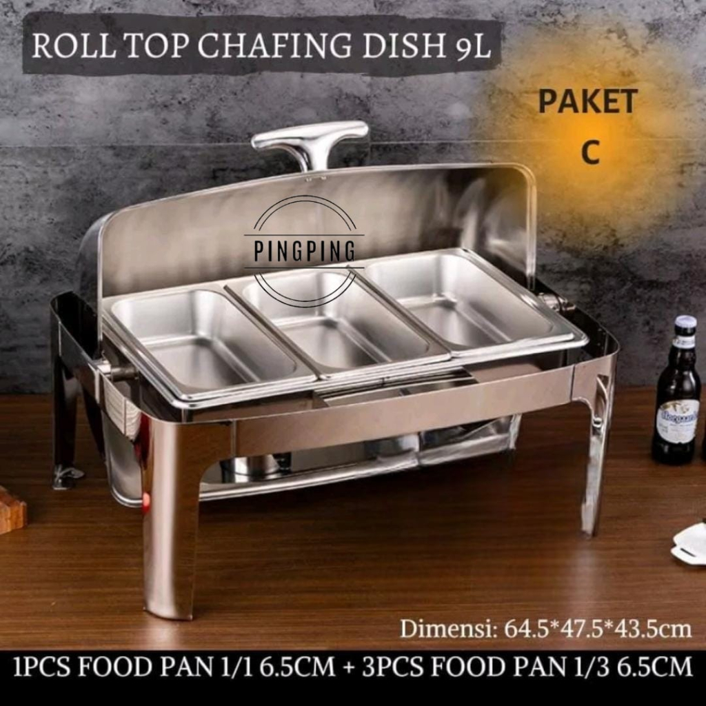 Jual Chafing Dish Oval Full ST/RollTop Oval/ Oval / Pemanas Makanan
