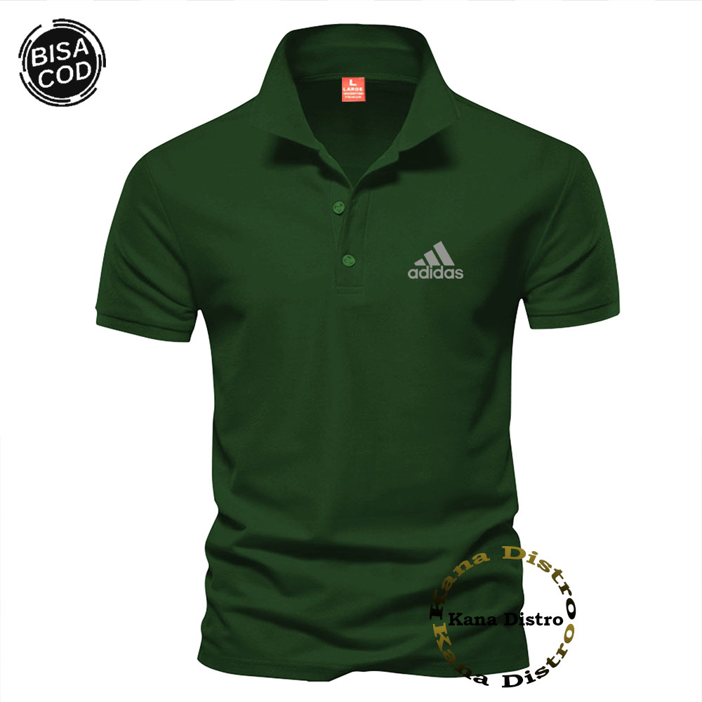 Jual Promo Kaos Polo Kerah Distro Addas Text Silver Polo Shirt