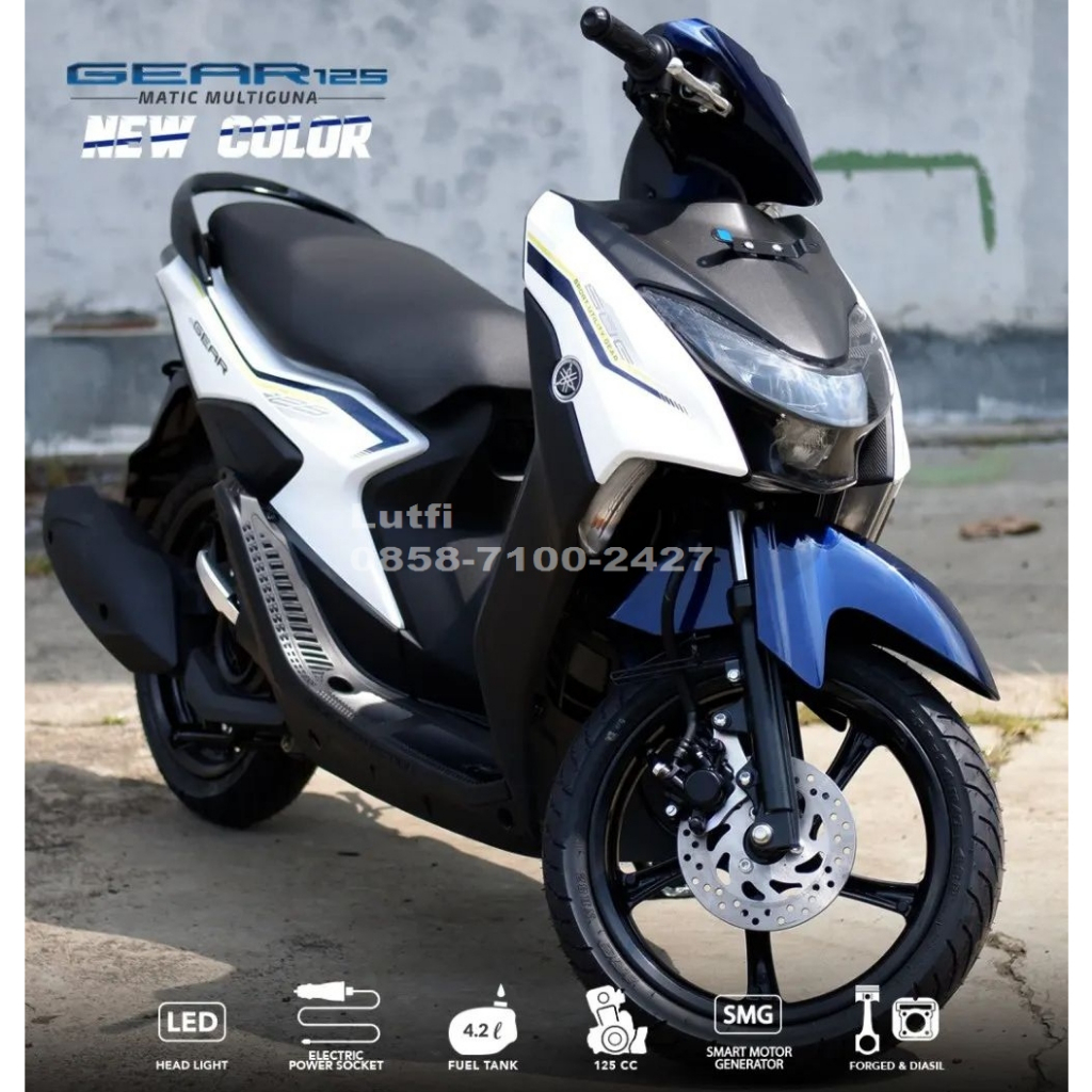 Jual Motor Yamaha Gear 125 Putih Biru / Yamaha Gear Putih Biru 2023