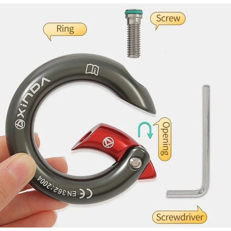 thumbnail image 2 of 2 Pack Aluminum Rappel Ring, Aluminum Alloy O-Ring, 22KN Rappel Rings 2 of 13