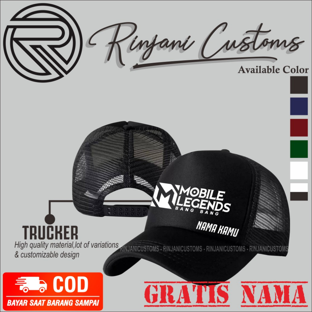Jual TOPI JARING MOBILE LEGENDS GRATIS NAMA DAN MASKER - TOPI ML - TOPI ...