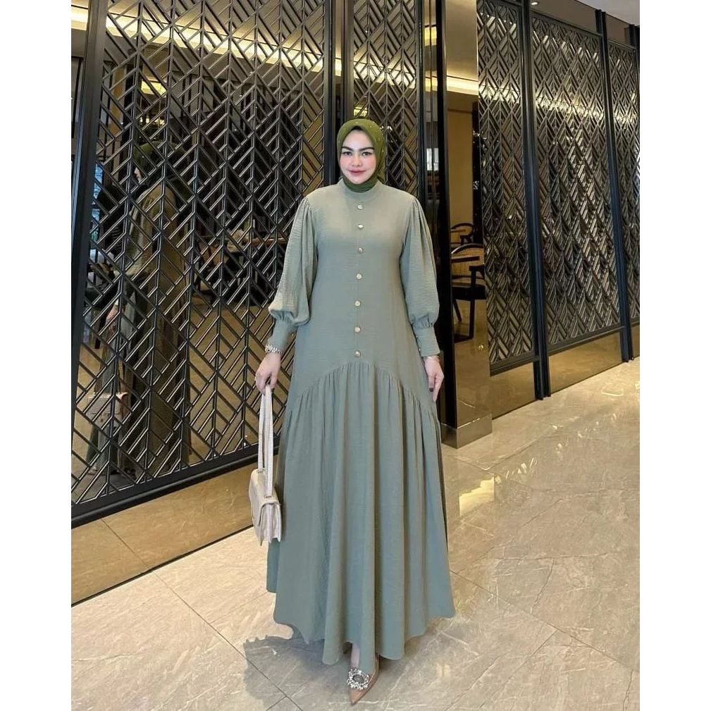 Jual Levira Dress / Gamis Crinkle Airflow / Baju Muslim Wanita Terbaru ...