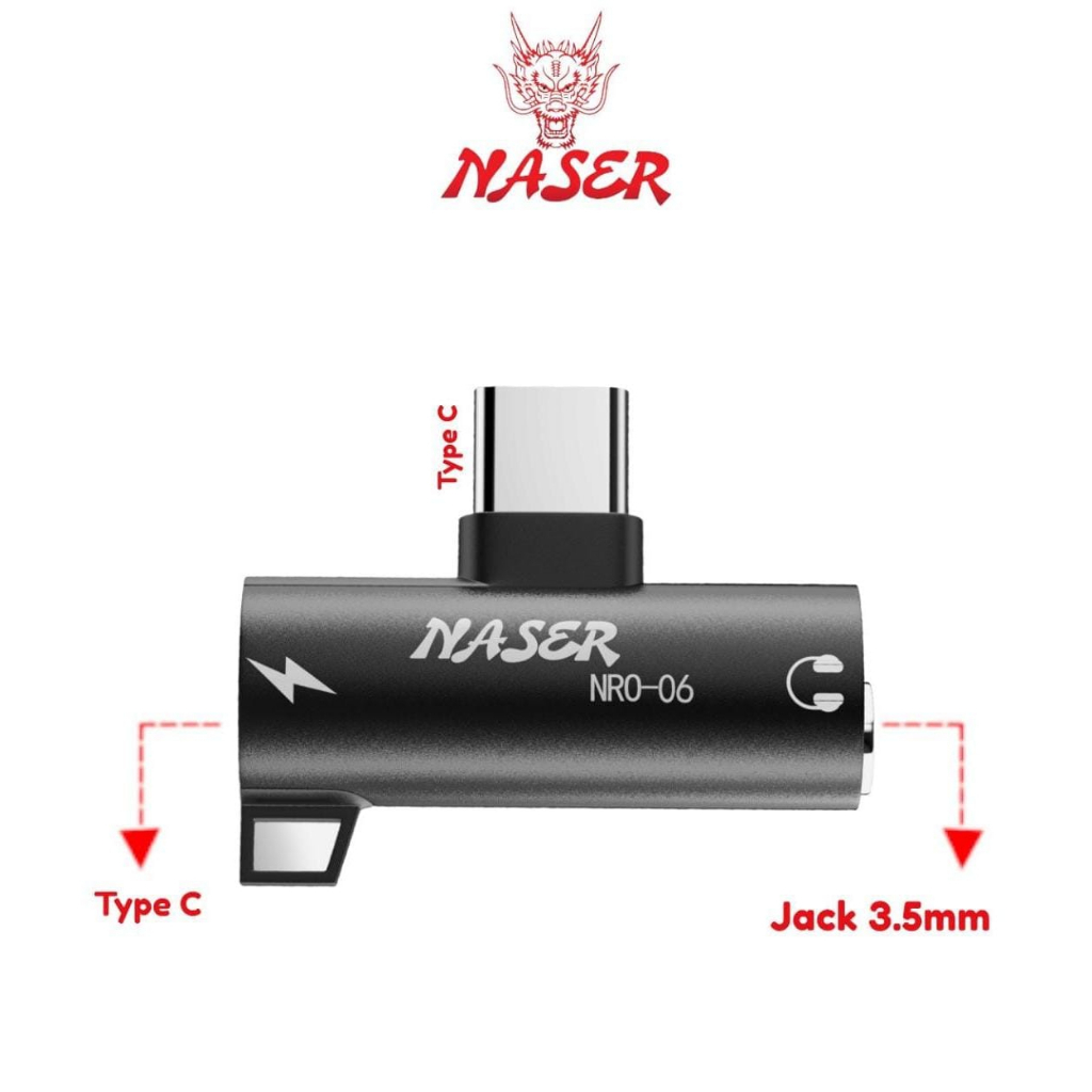 Jual NASER OTG TYPE C TO 3.5MM AUDIO NRO-06 / OTG SPLITER CONVERTER ...