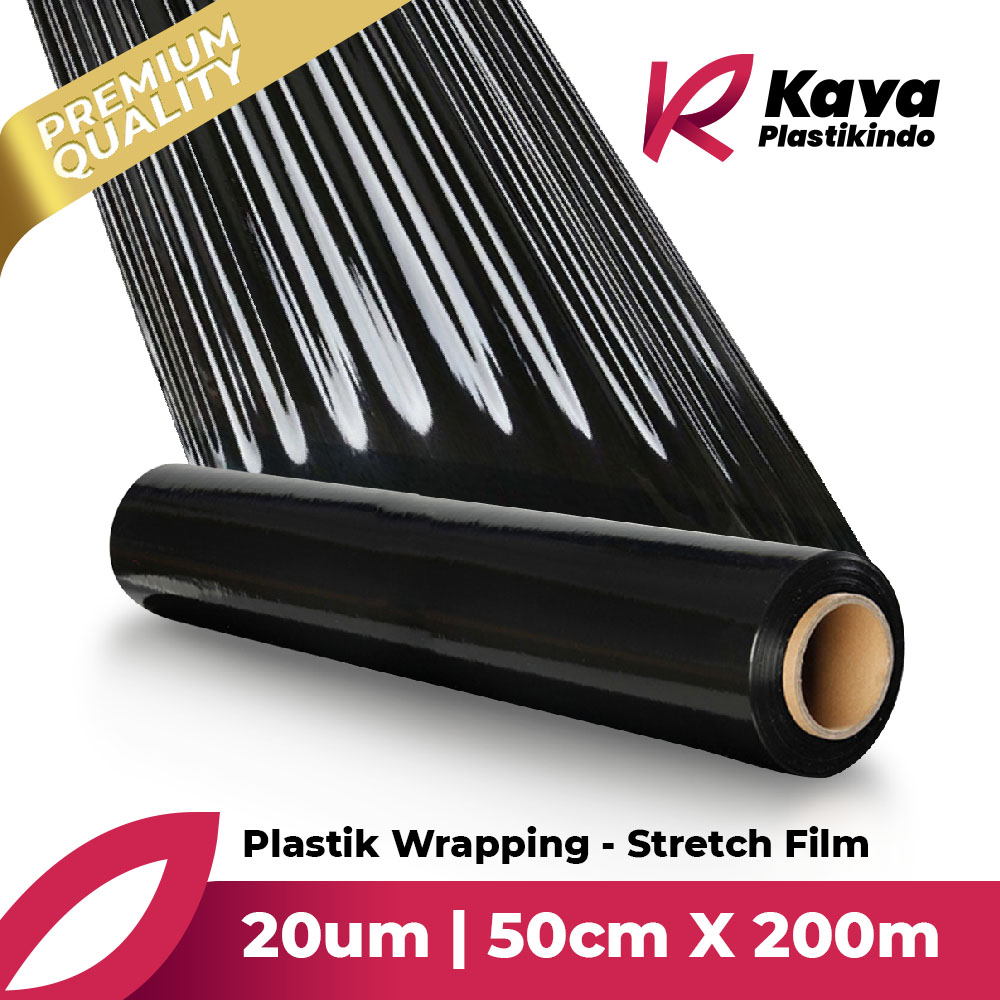 Jual PREMIUM | Plastik Wrapping Stretch Film Hitam 20 Micron | 50 Cm ...