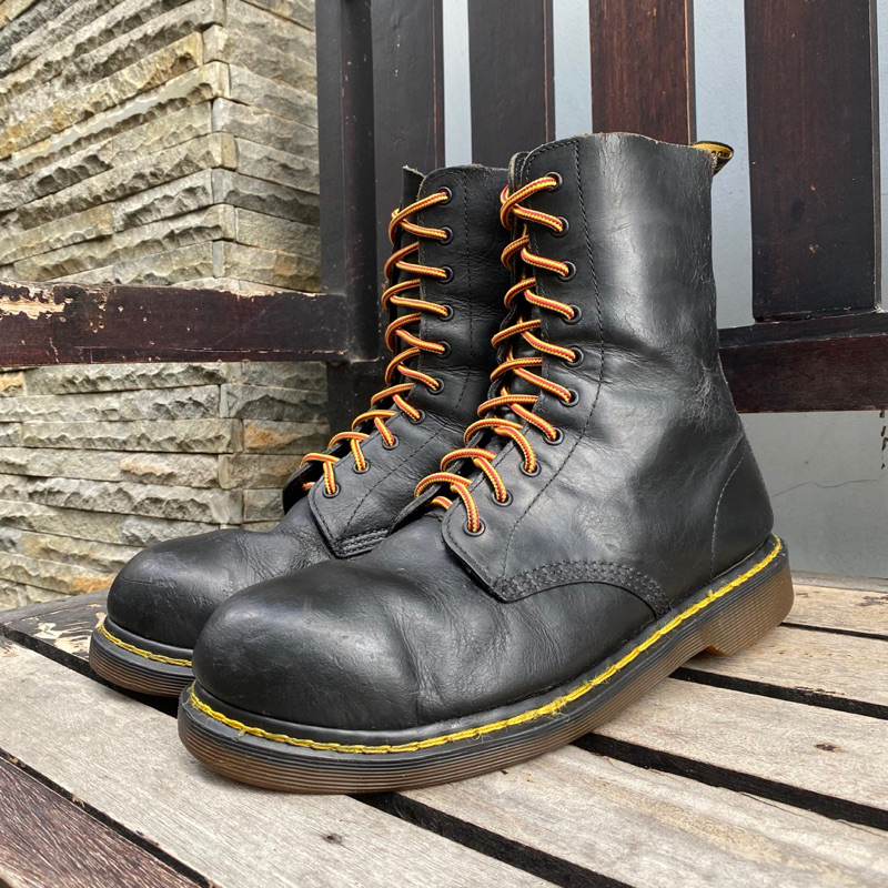 Jual Vtg Dr Martens 10 hole Double stitch original STEEL TOE BOOTS size 45 46 Shopee Indonesia
