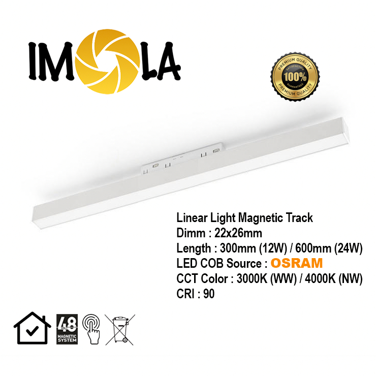 Jual White Magnetic Track System / Magnetic Linear Light 12W/24W ...