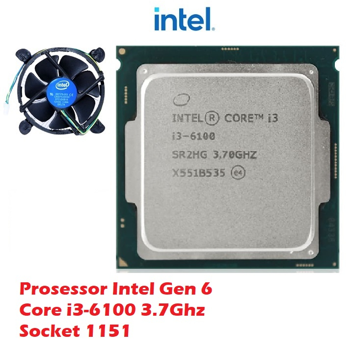 PROSESSOR INTEL CORE I3-6100 SOCKET 1151 PROCESSOR INTEL CORE I3  6100 GHz Fan Processor SOCKET 1151 GARANSI